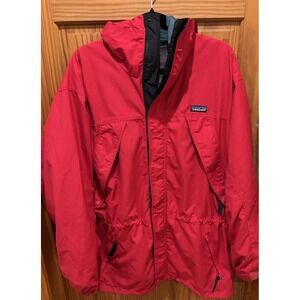 Vintage Y2K Patagonia DAS Unisex Large Hooded Outdoors Red Rain Jacket Sty 85030